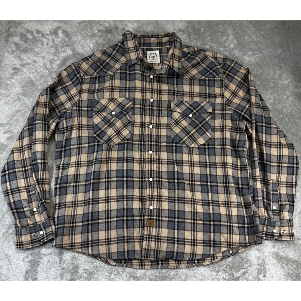 Dubinik Flannel Shirt‎ Mens 2XL Customized Version Western Pearl Snap Plaid